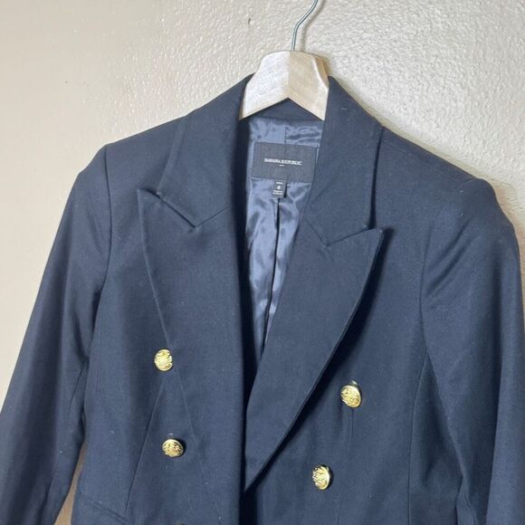 Banana Republic Captain Blazer Women's 8P Black Gold Buttons Double Breasted - Picture 2 of 12